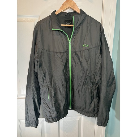 Men's Oakley lightweight Windbreaker Jacket Gray Green Large - Picture 1 of 2
